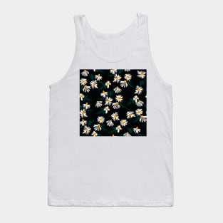 White Daisy Floral Pattern Tank Top